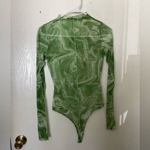 Naked Wardrobe || Green Marble Mesh Bodysuit